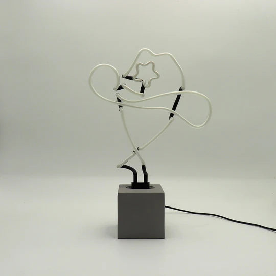 Cowboy Hat Neon Glass Sign