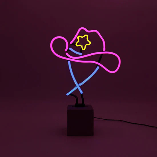 Cowboy Hat Neon Glass Sign