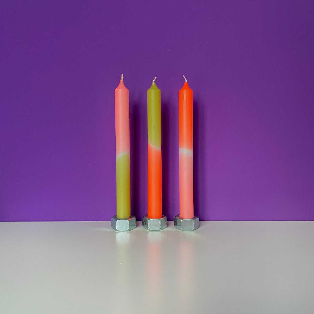 Neon Dip Dye Dinner Candles Set Objekt.ie/furniture shop limerick