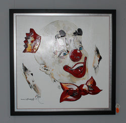 SALE Original White Clown Painting by Grangil