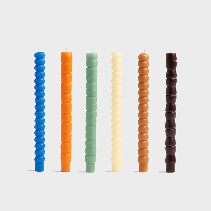 Candle Holder Churros Blue & Pebble Candles