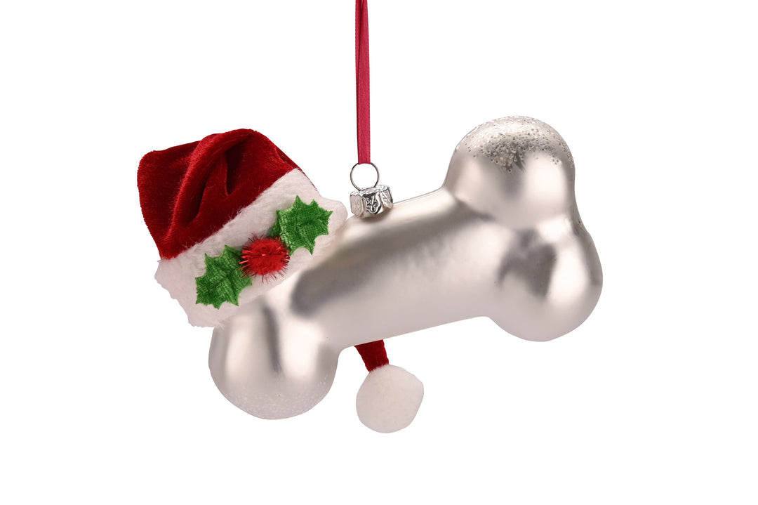 Bone With Xmas Hat Decoration