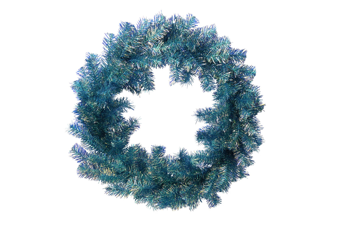 Blue Tinsel Wreath