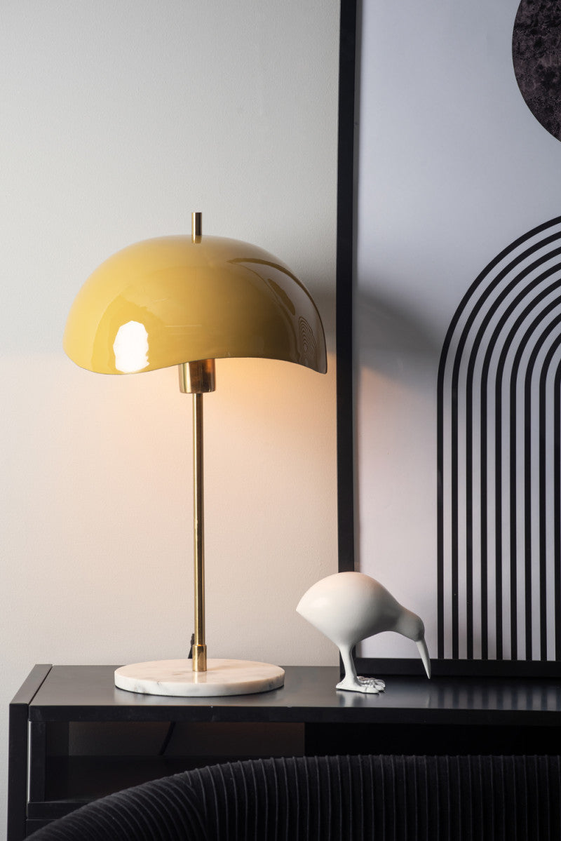 Honey Yellow Waved Dome Table Lamp