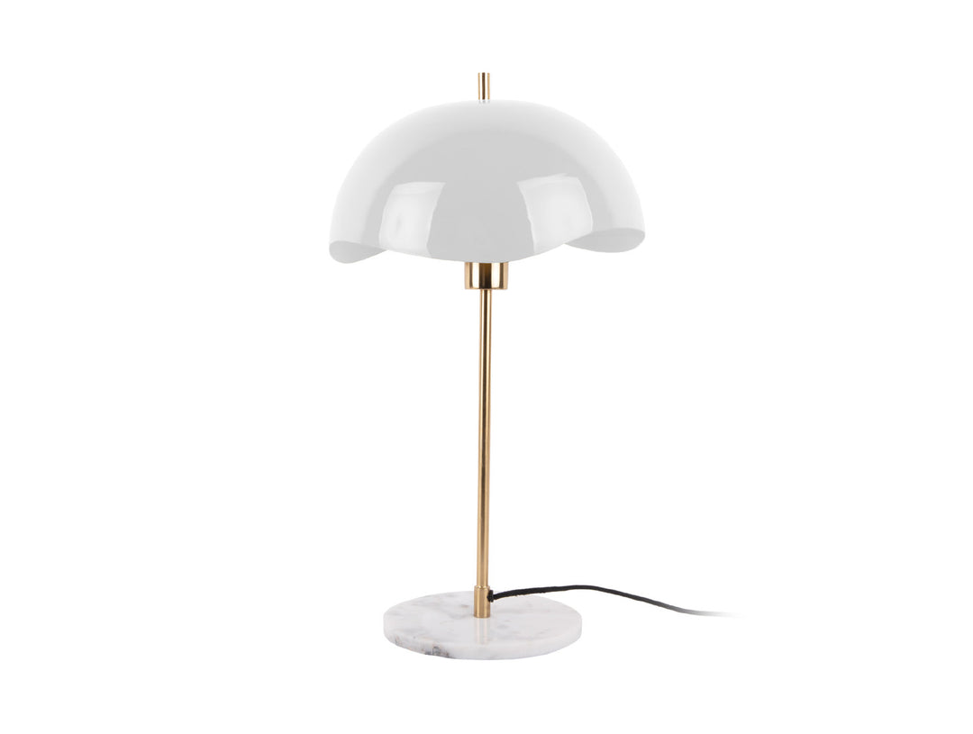 White Waved Dome Table Lamp