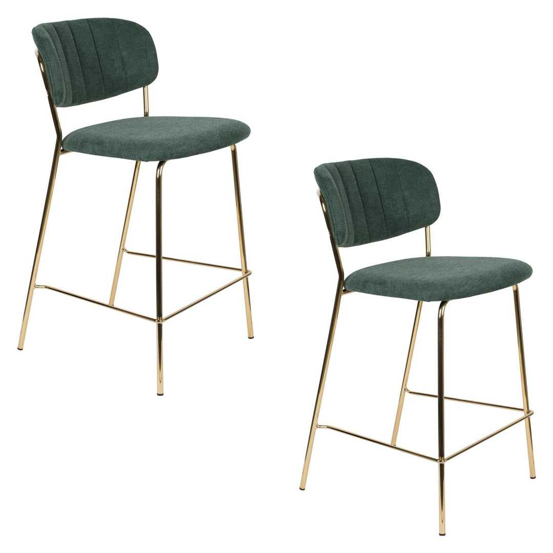 Dark Green &amp; Gold Leg Jolien Stool Set