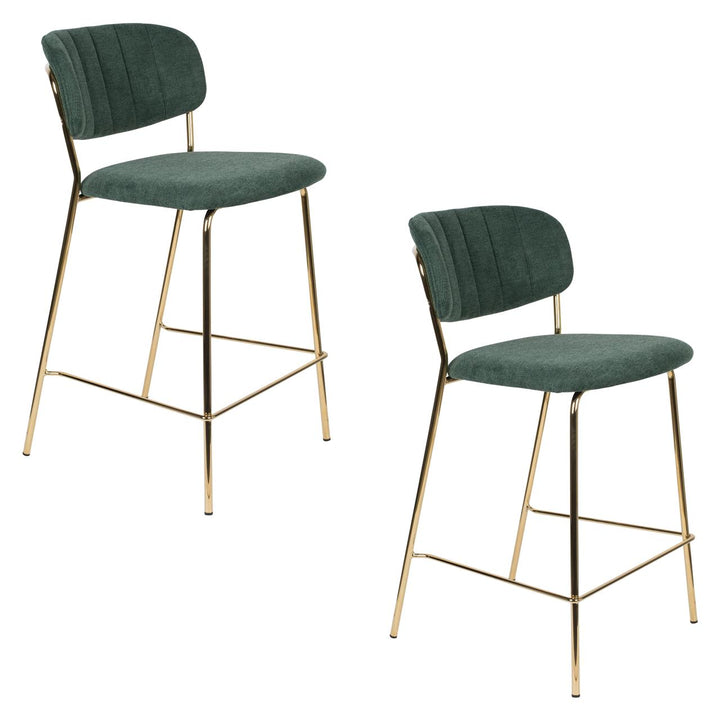 Dark Green &amp; Gold Leg Jolien Stool Set