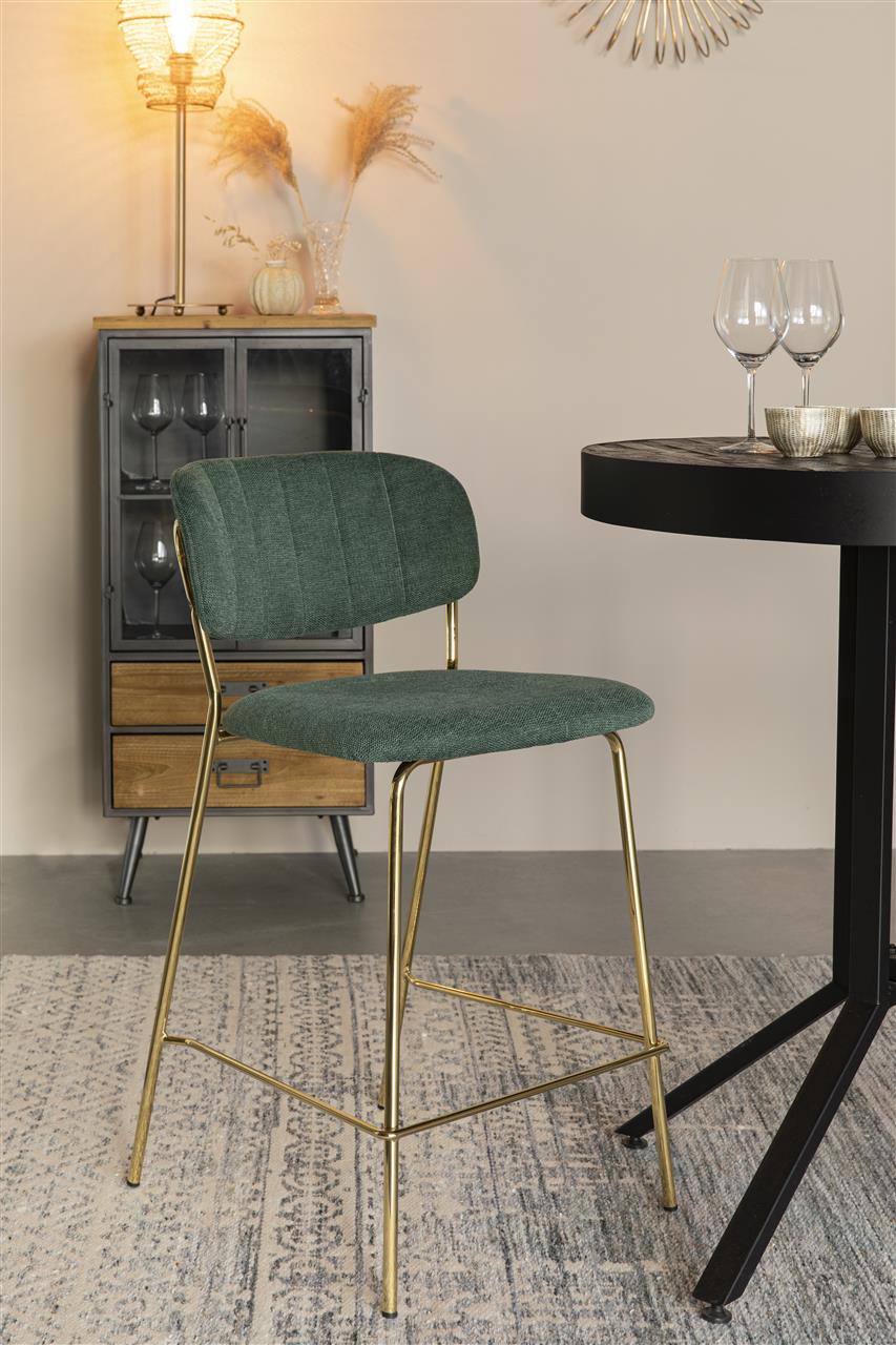 Dark Green &amp; Gold Leg Jolien Stool Set