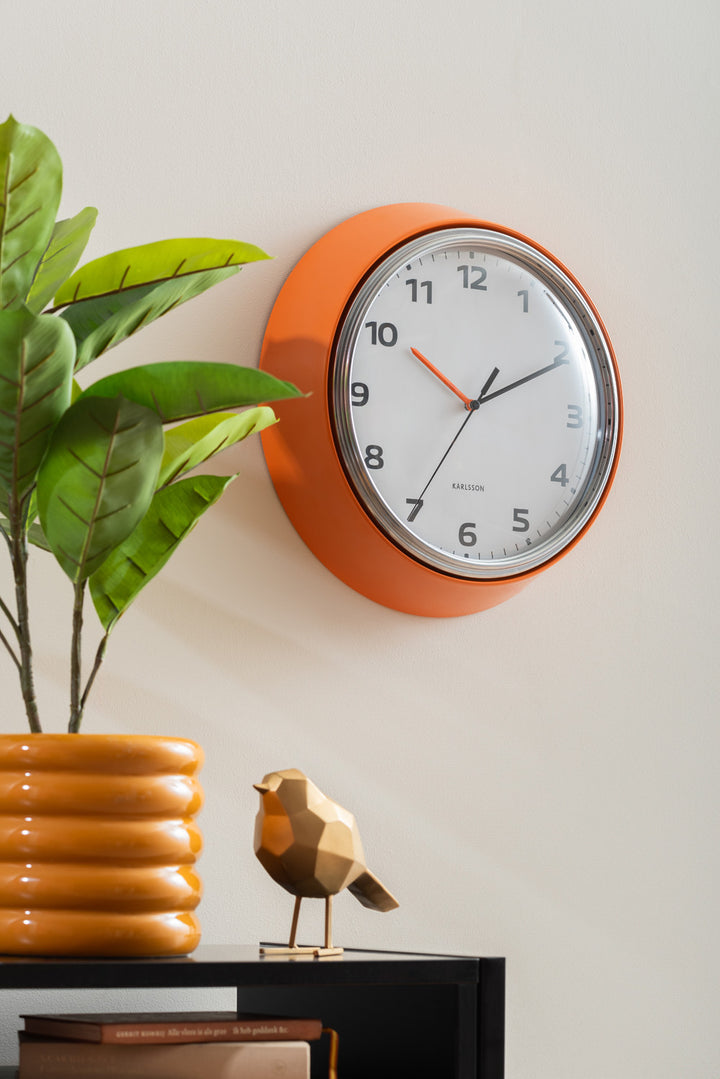 Modern Retro Orange Wall Clock