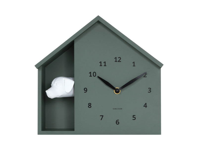 Jungle Green Peeking Doggy Wall Clock