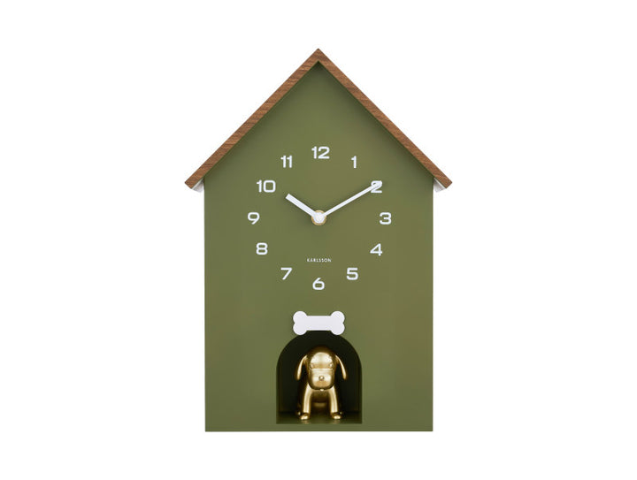 Wall Clock Dog House Luxury Green