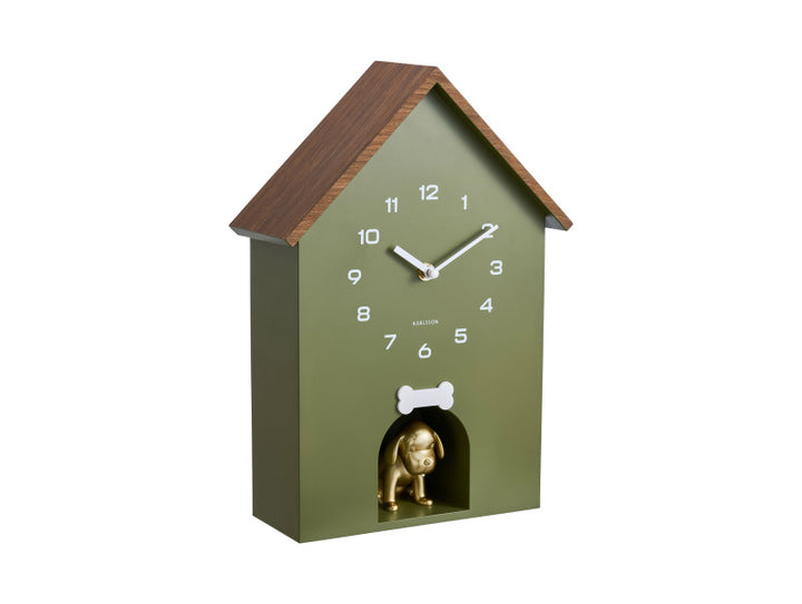 Wall Clock Dog House Luxury Green
