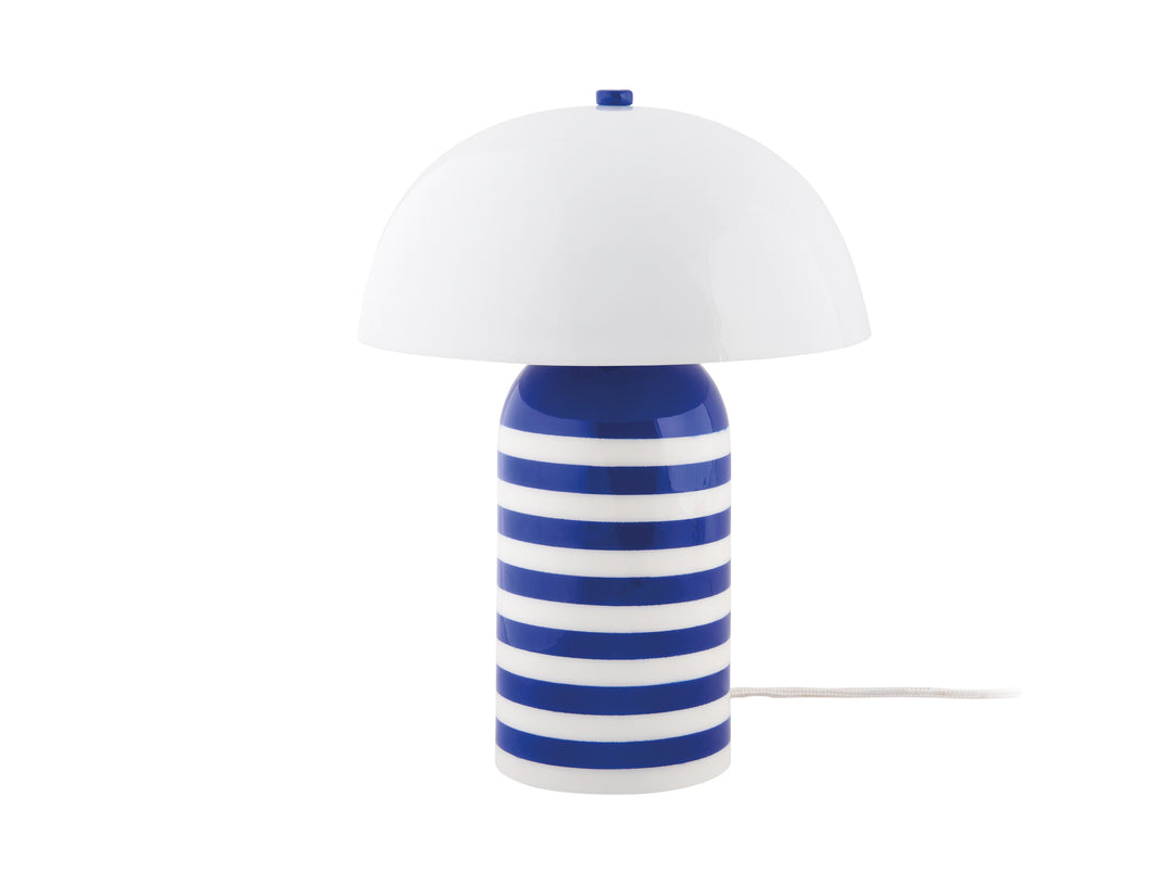 Rayado Retro Bright Blue &amp; White Table Lamp