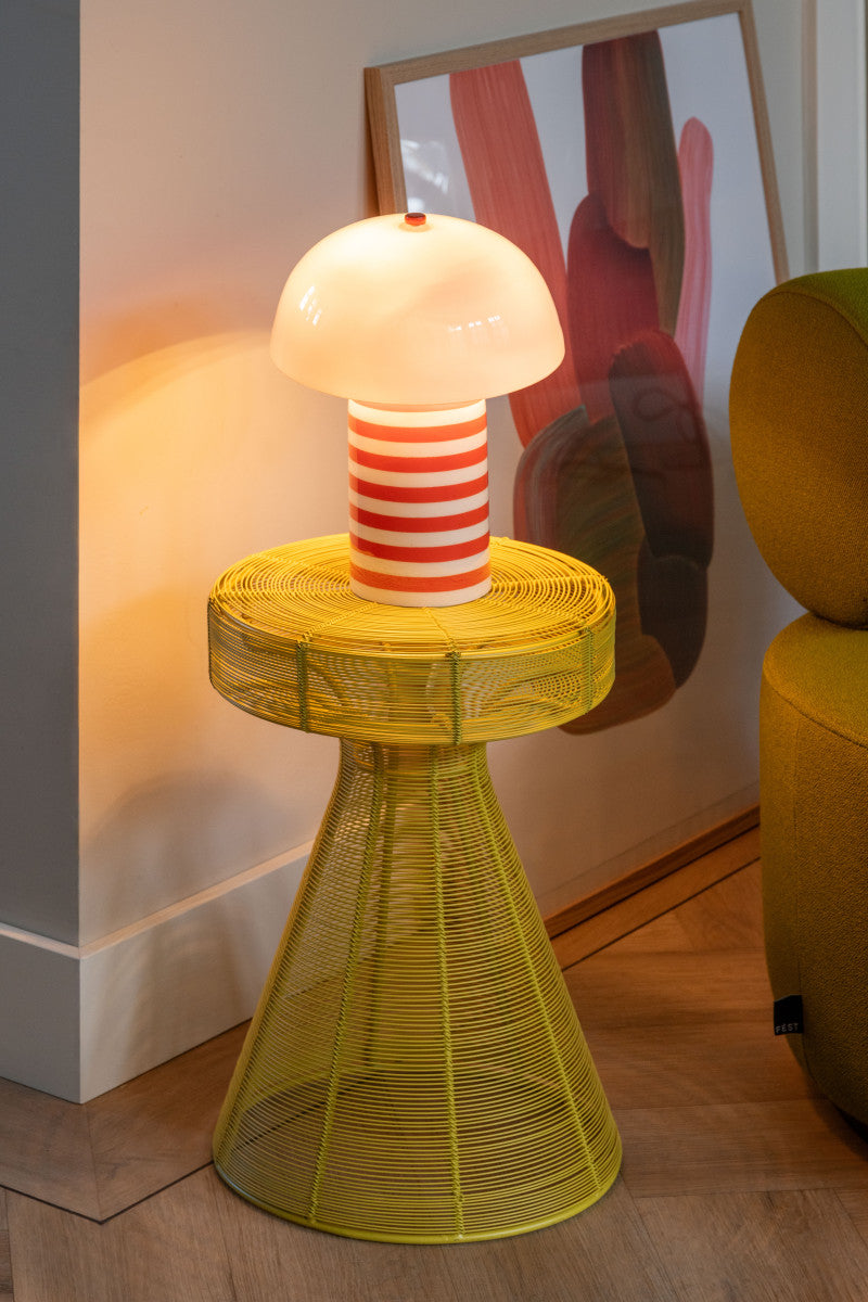 Rayado Retro Bright Orange &amp; White Table Lamp