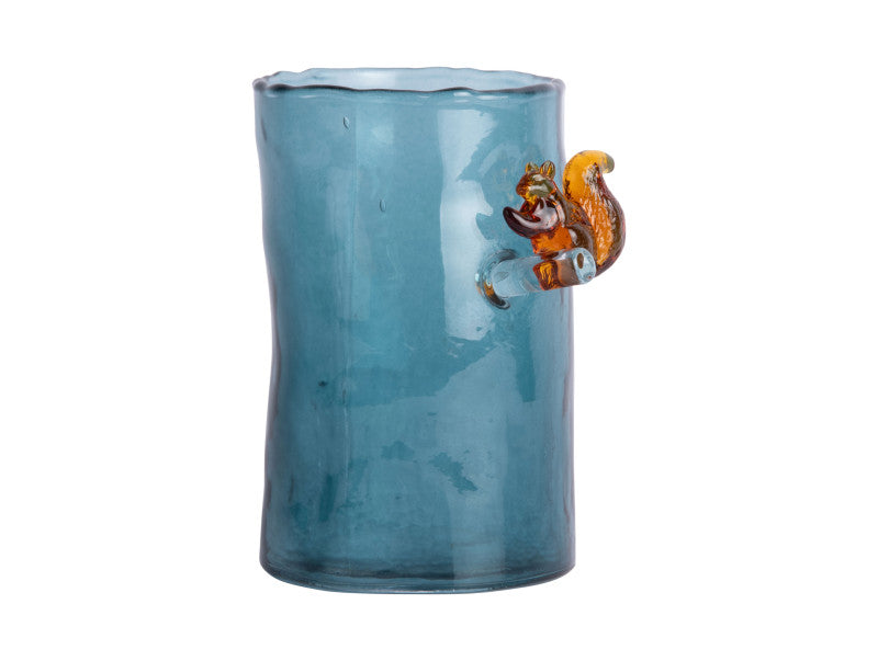 Small Blue Squirrel Vase