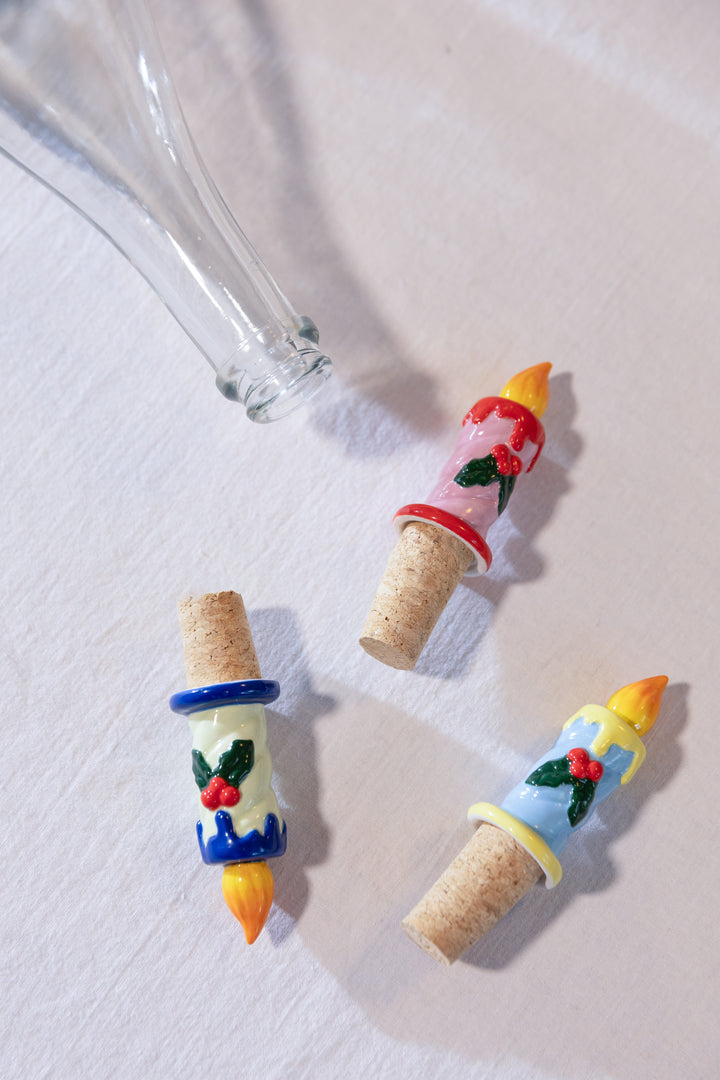 &amp;k Pink Candle Bottle Stopper