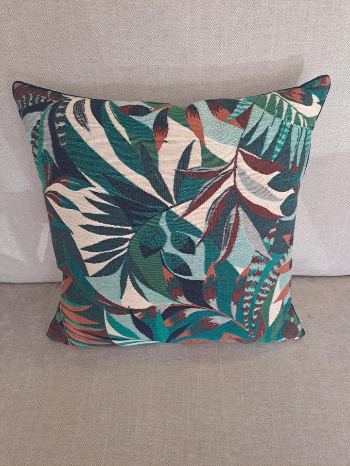 SALE Teal Leaf Cushion