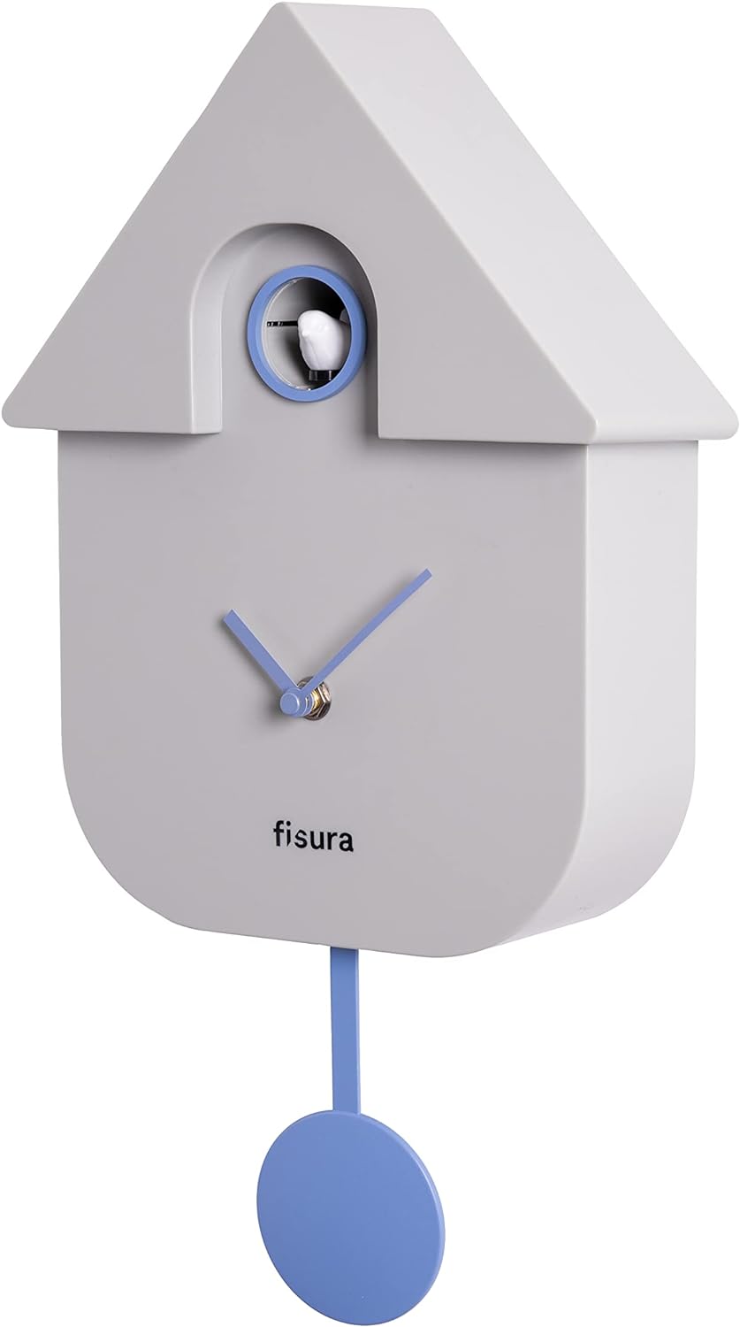 Grey & Blue 'Bird Song' Wall Clock