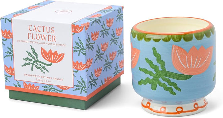 Cactus Flower Ceramic Candle