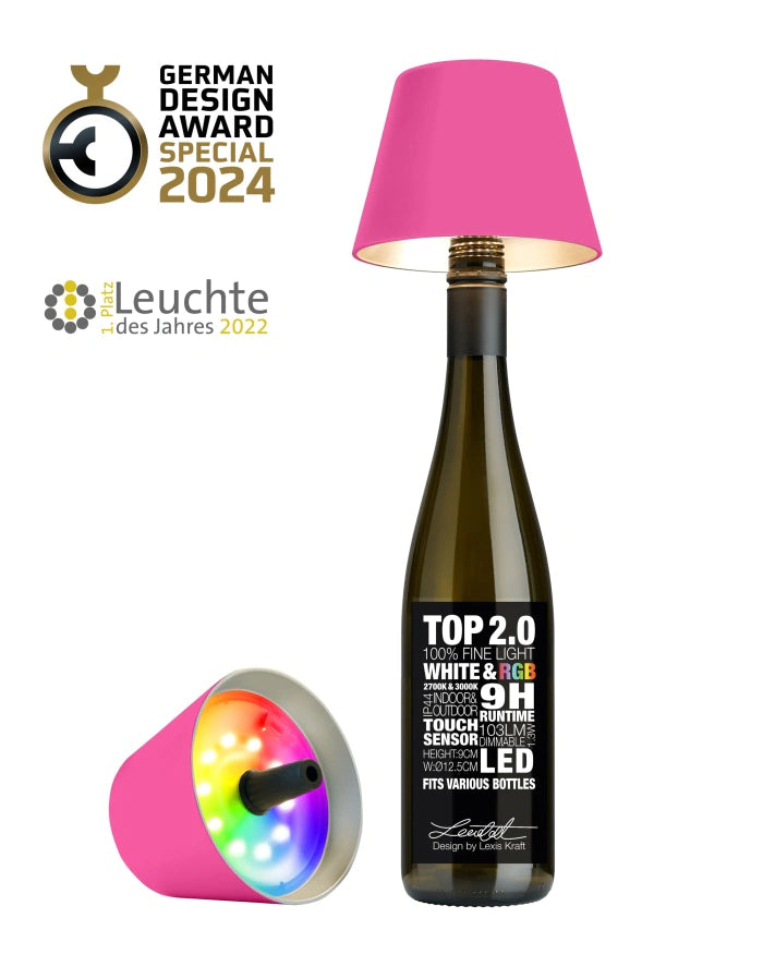 Neon Pink Rechargeable Bottle Top Light