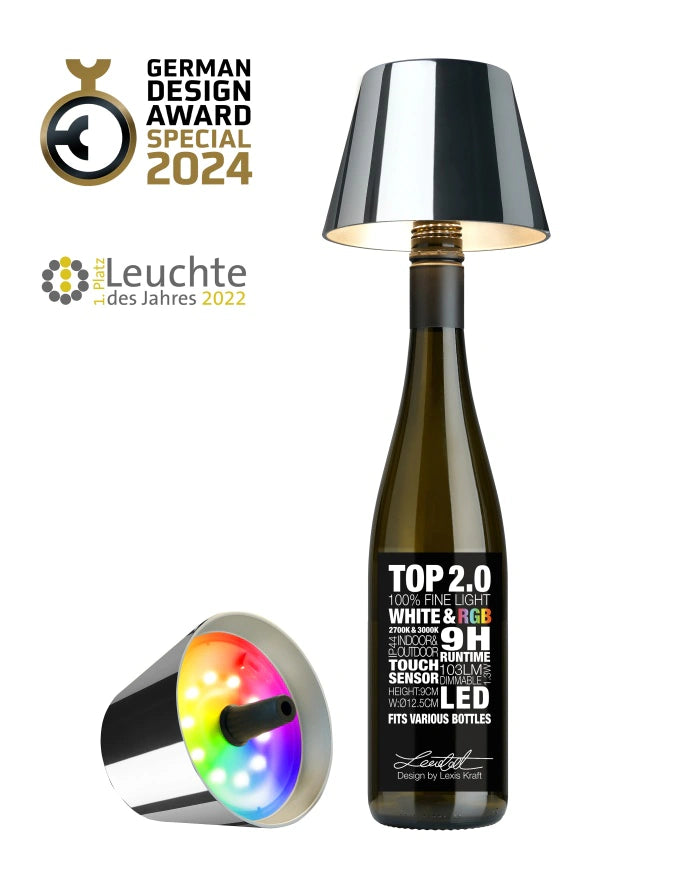 Metallic Rechargeable Bottle Top Lights