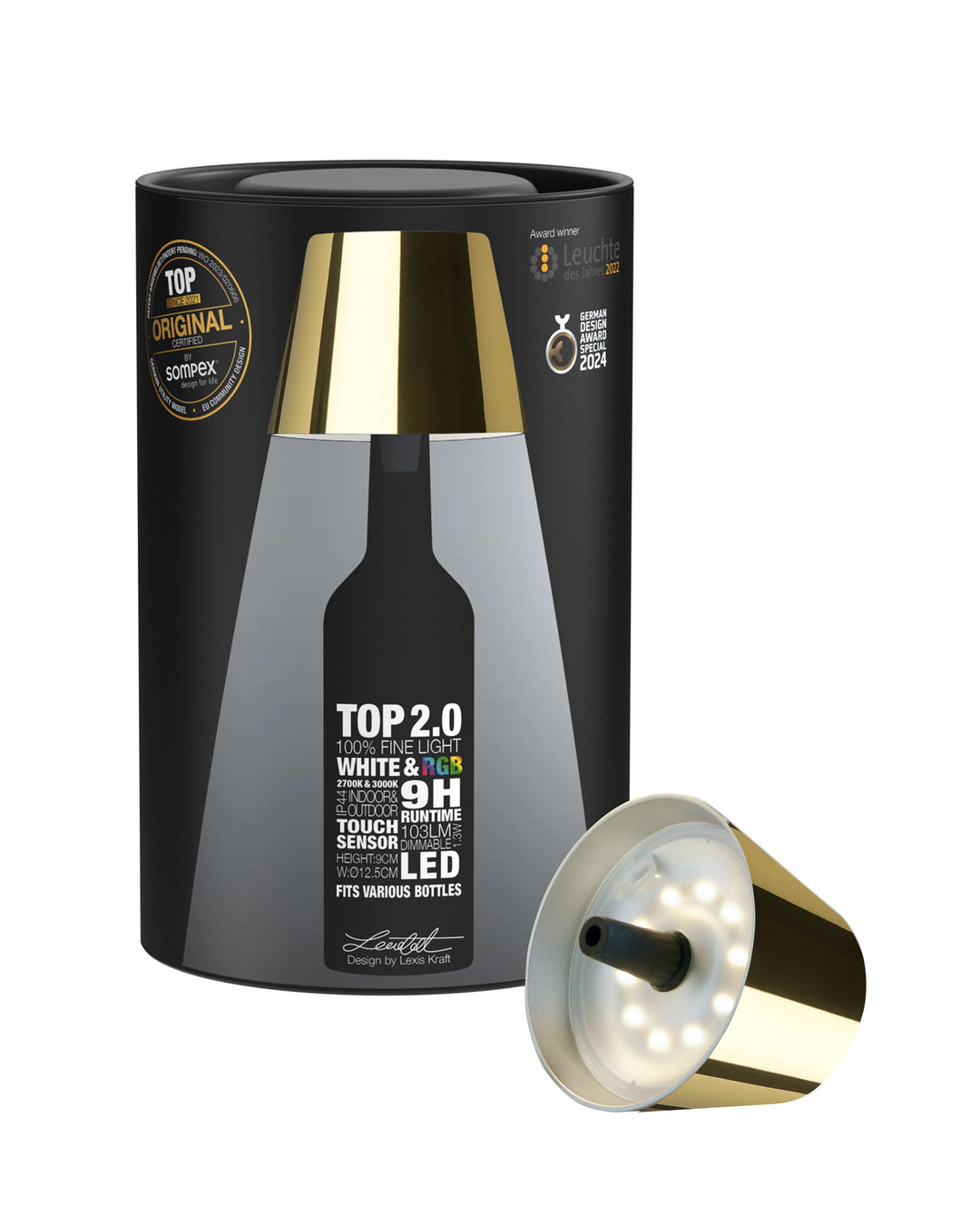 Metallic Rechargeable Bottle Top Lights