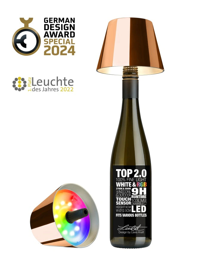 Metallic Rechargeable Bottle Top Lights