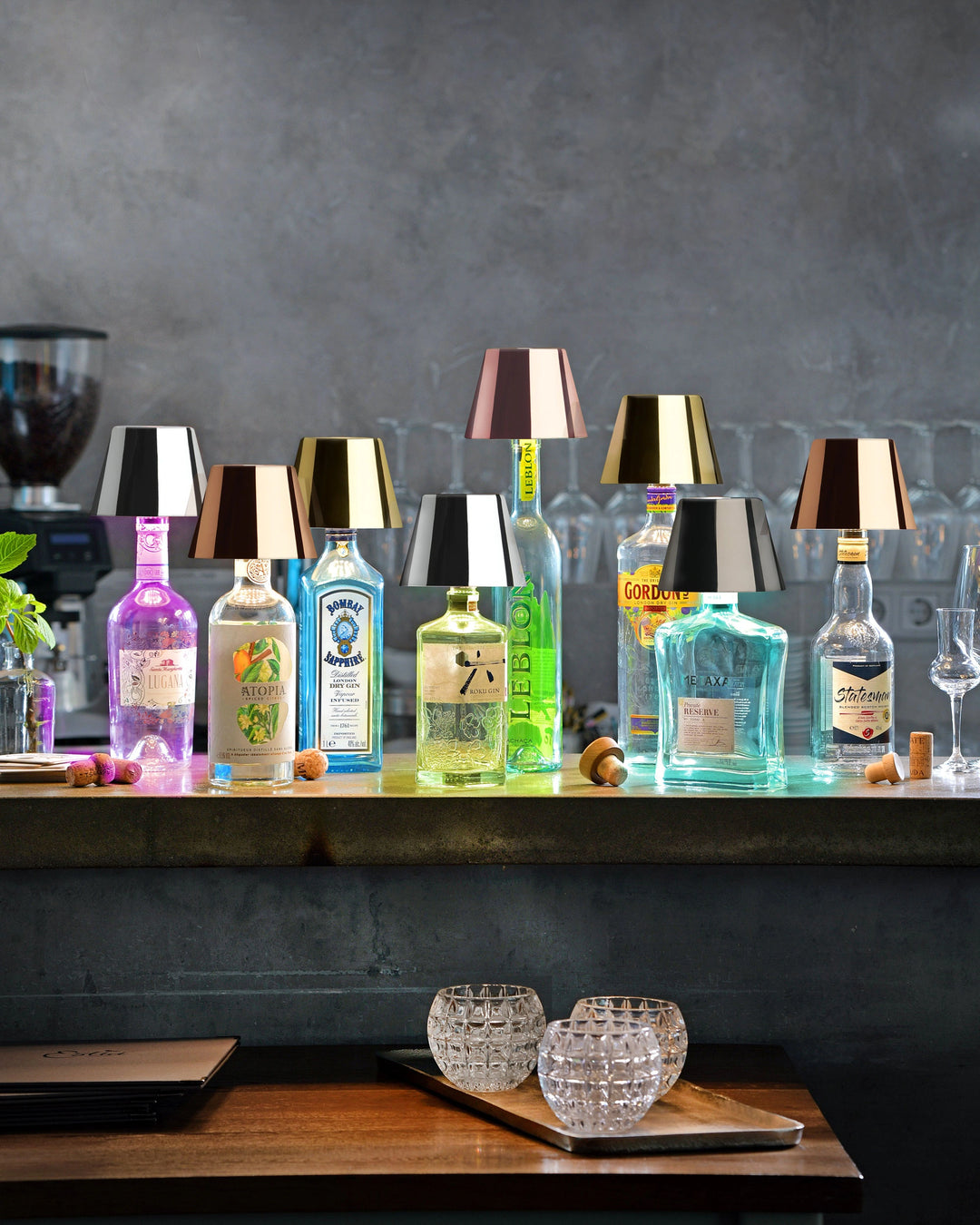 Metallic Rechargeable Bottle Top Lights