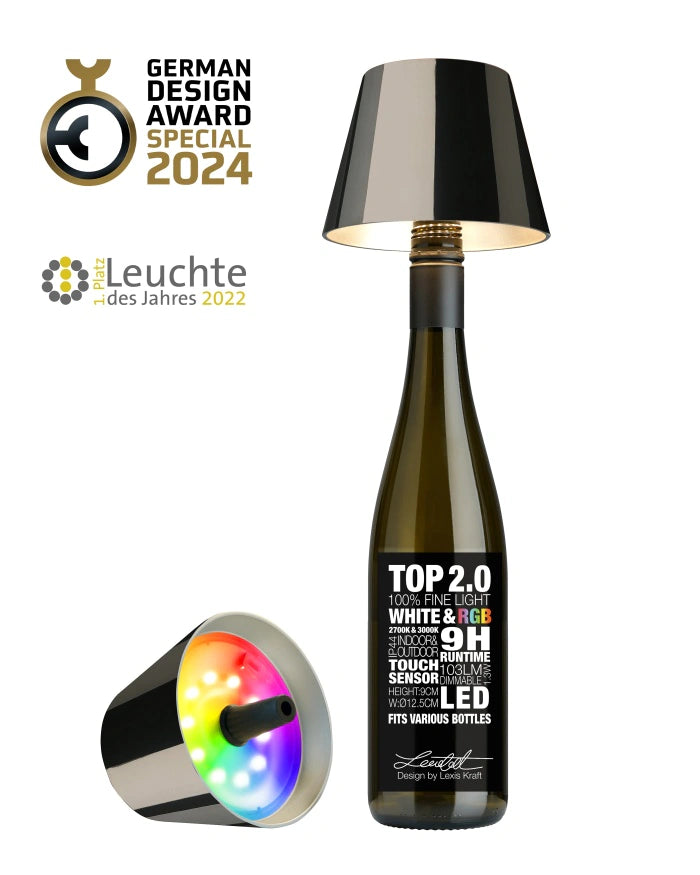 Metallic Rechargeable Bottle Top Lights