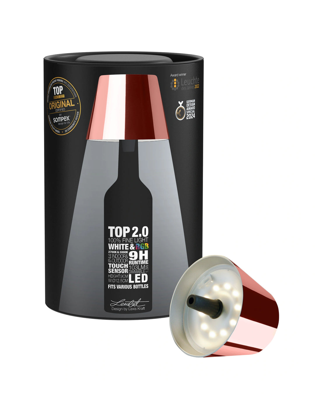Metallic Rechargeable Bottle Top Lights