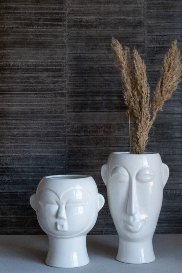 SALE White Mask Vases