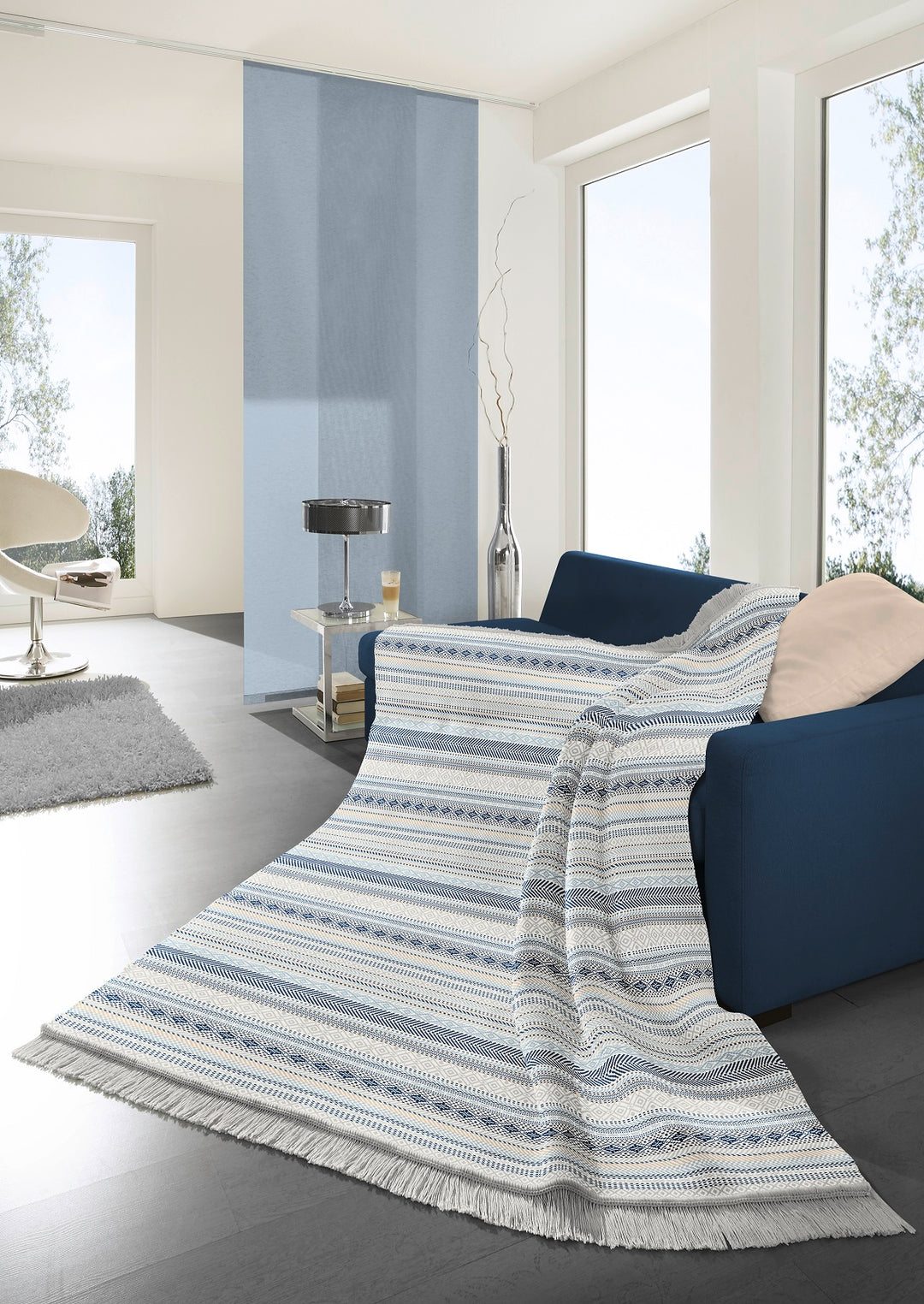 Kian Stripe Blue Blanket