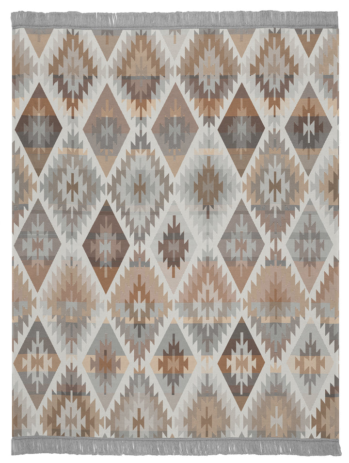 Ikat Diamond Natural Blanket