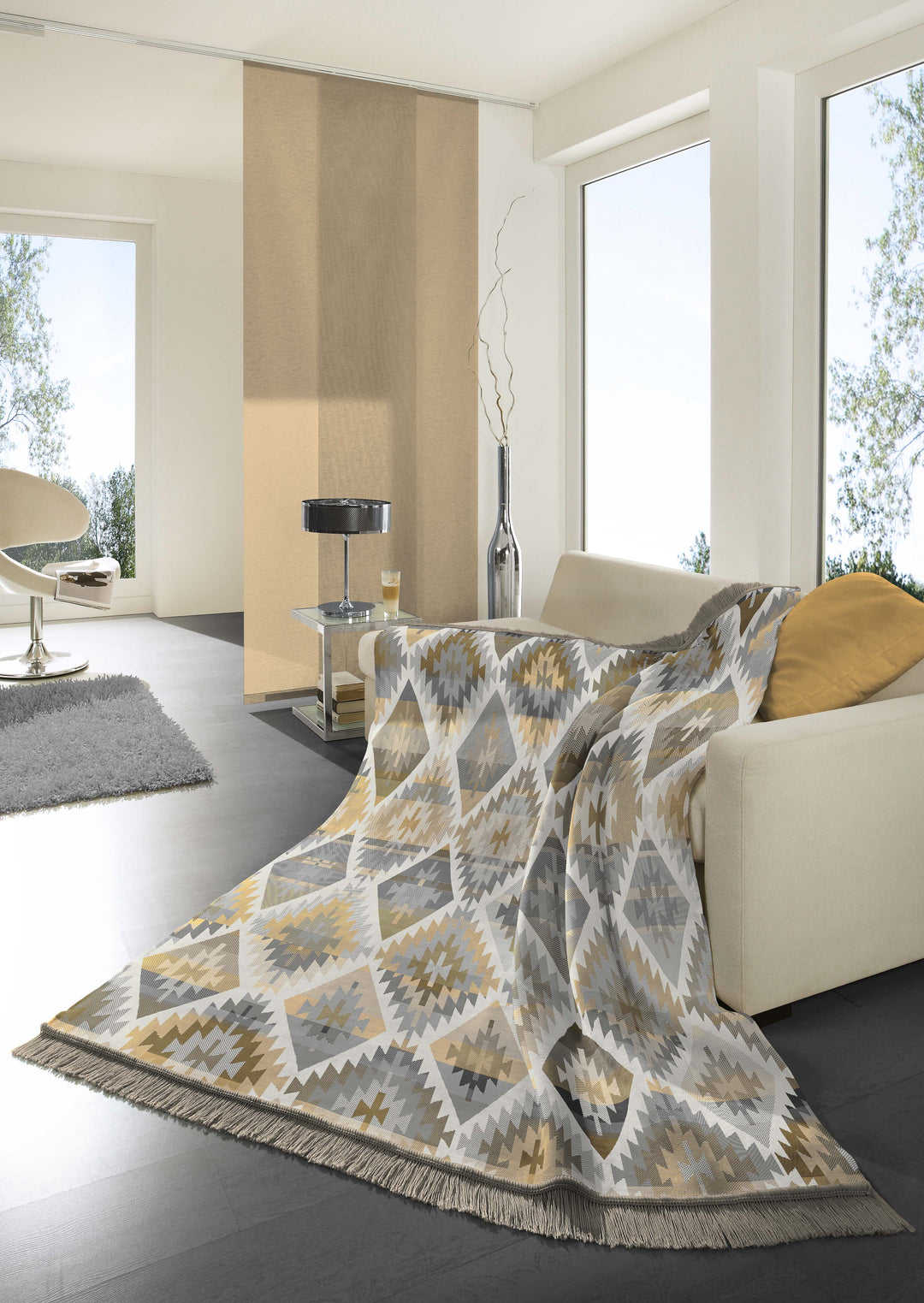 Ikat Diamond Brown Blanket