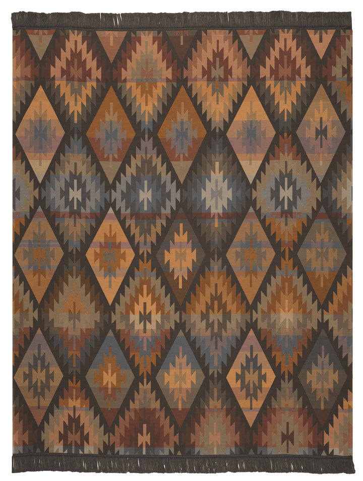 Ikat Diamond Charcoal/Orange Blanket