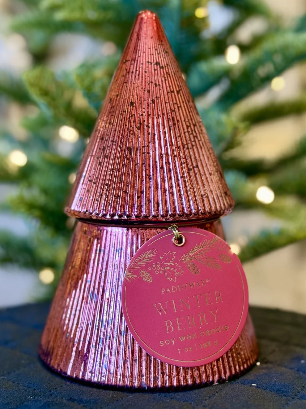 Christmas Winter Berry Red Stacked Tree Candle