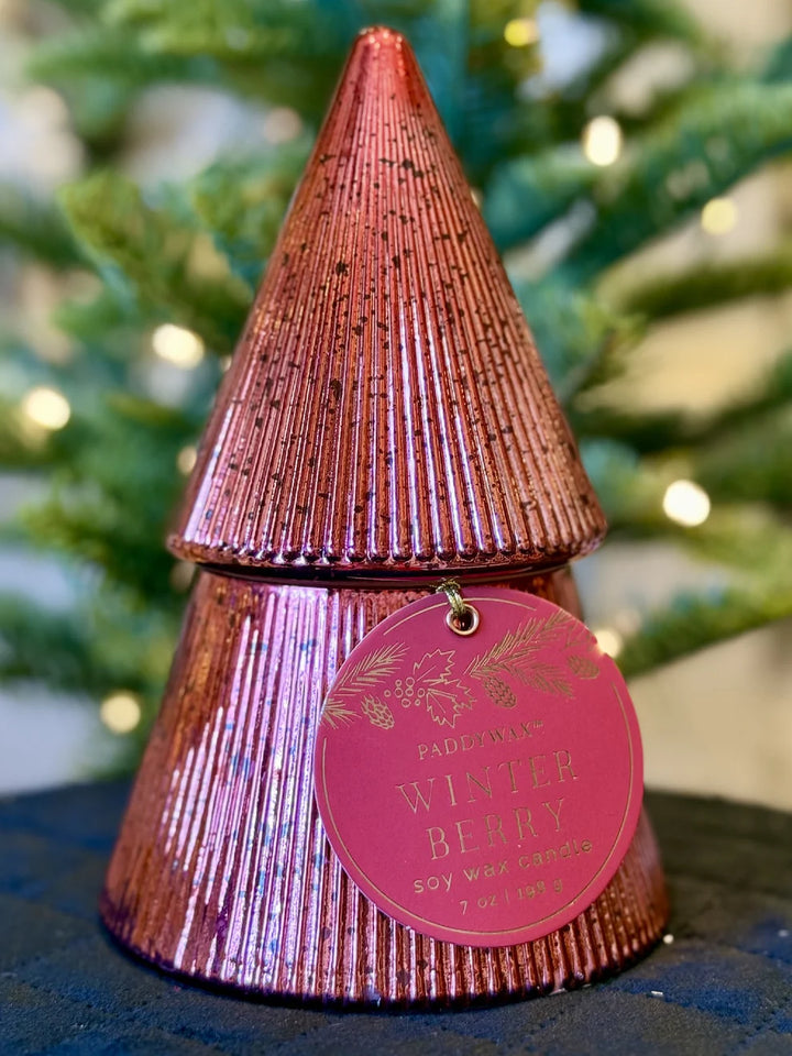 Christmas Winter Berry Red Stacked Tree Candle