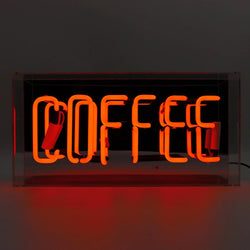Neon Coffee Orange Glass Sign