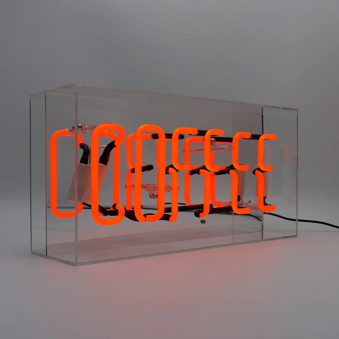 Neon Coffee Orange Glass Sign