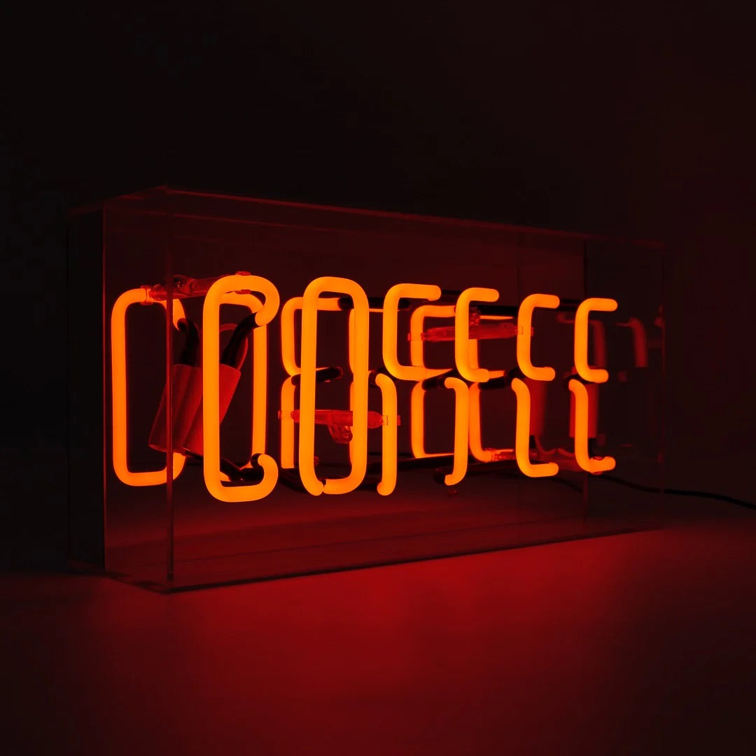 Neon Coffee Orange Glass Sign