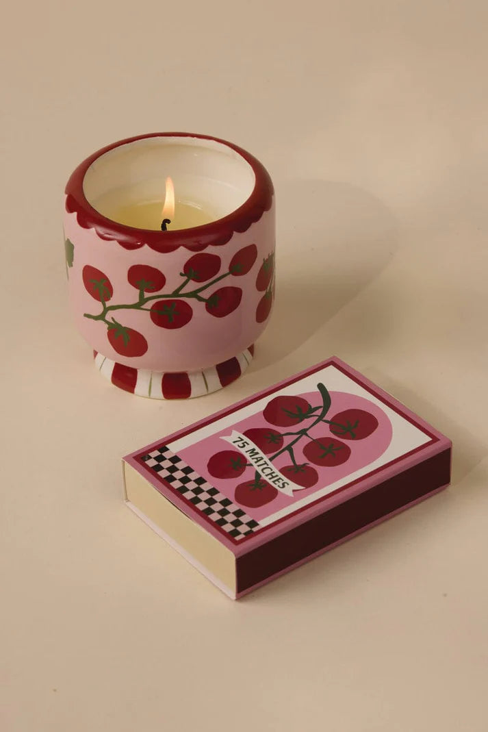 Tomato Vine Ceramic Candle & Matches