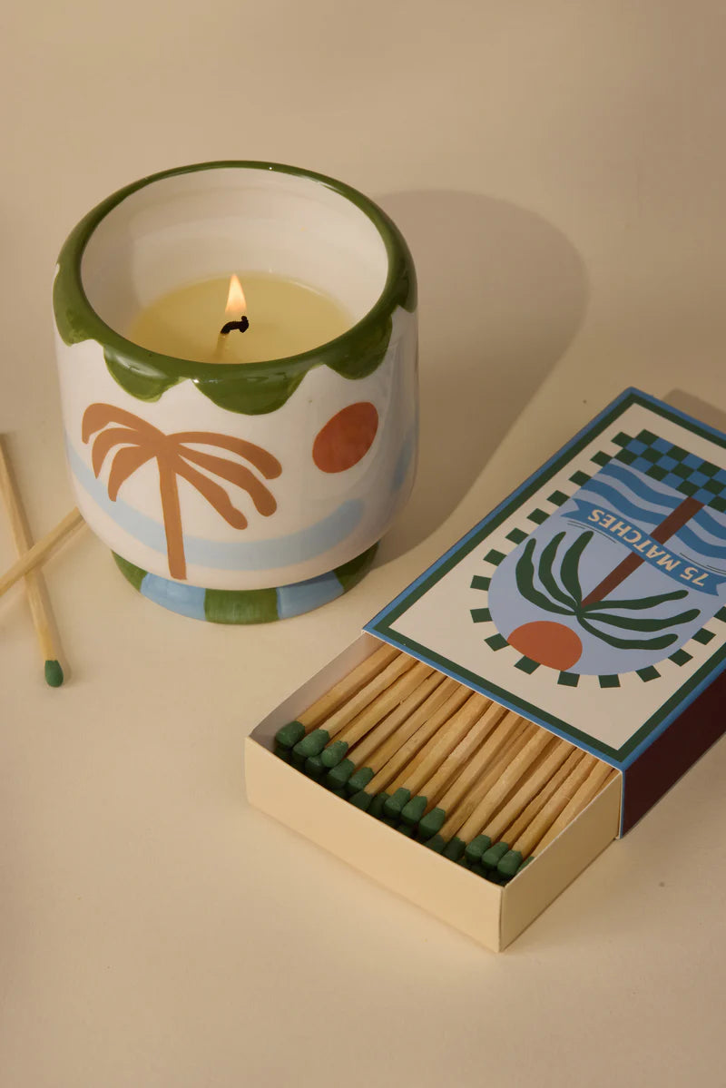 'Palm Tree' Ceramic Candle & Matches