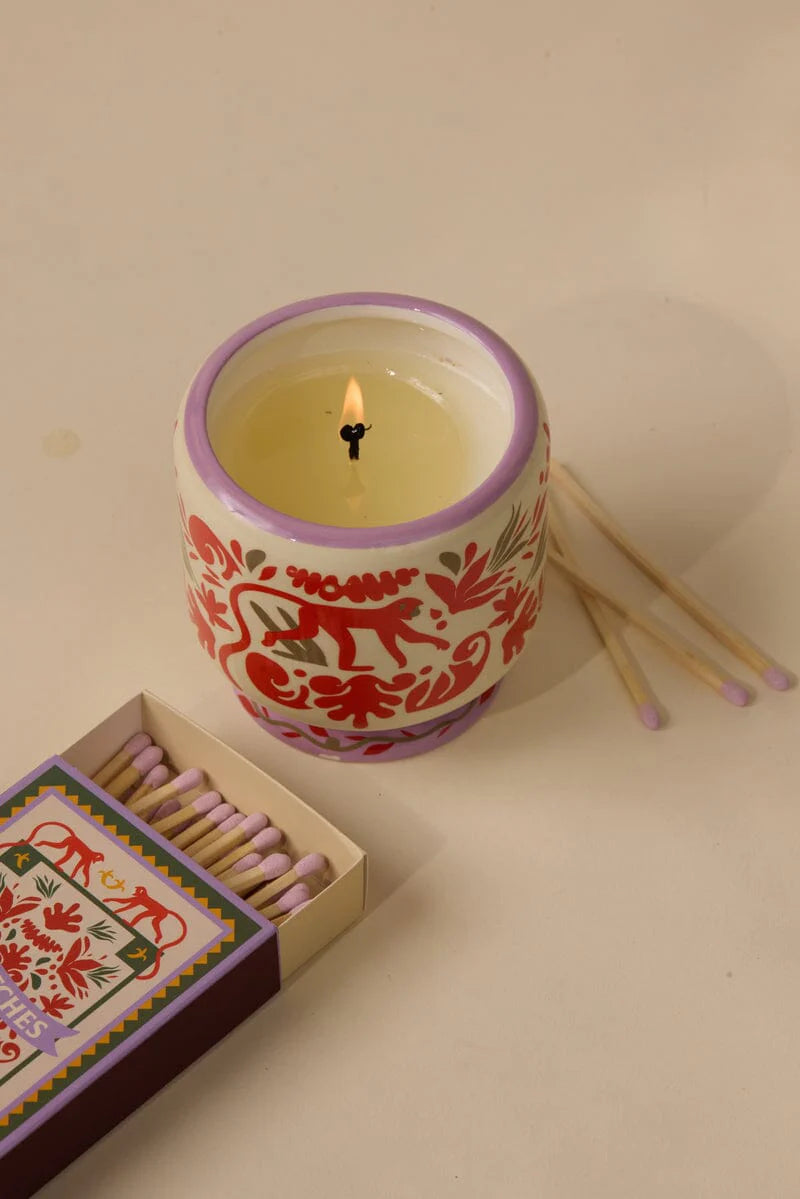 'Jungle' Ceramic Candle & Matches