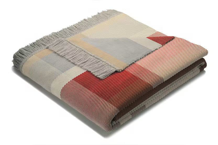 Panel Check Grey &amp; Red Blanket
