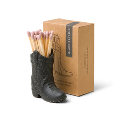 Black Cowboy Boot Holder & Matches