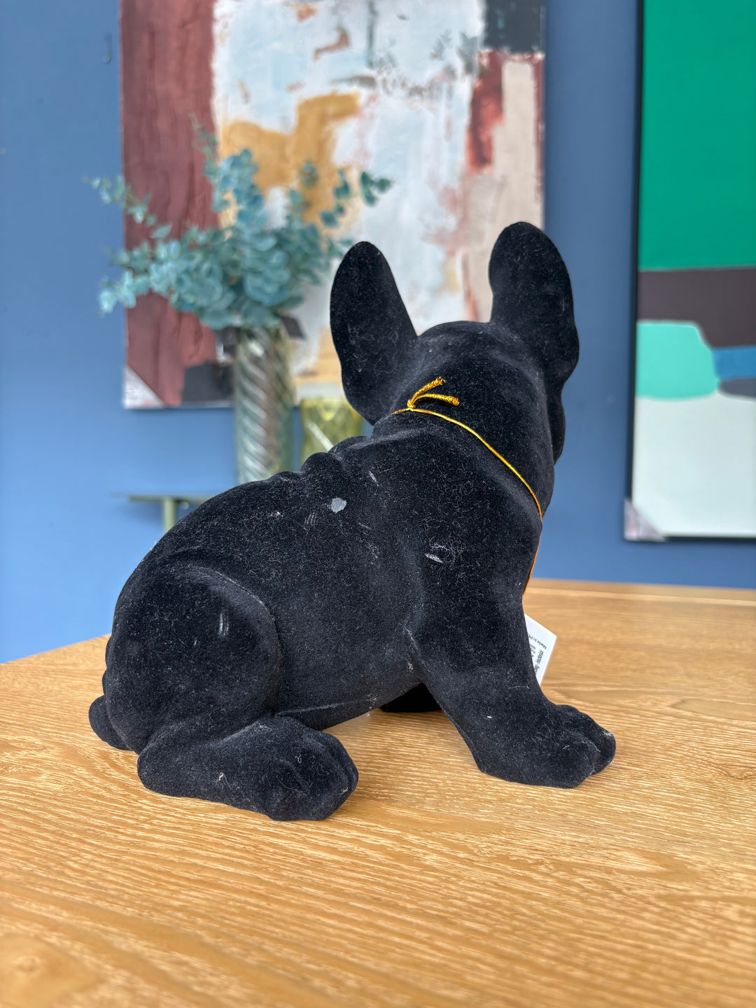 SALE Black Velvet Dog Coinbank