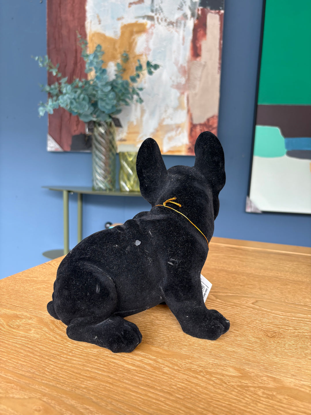 SALE Black Velvet Dog Coinbank