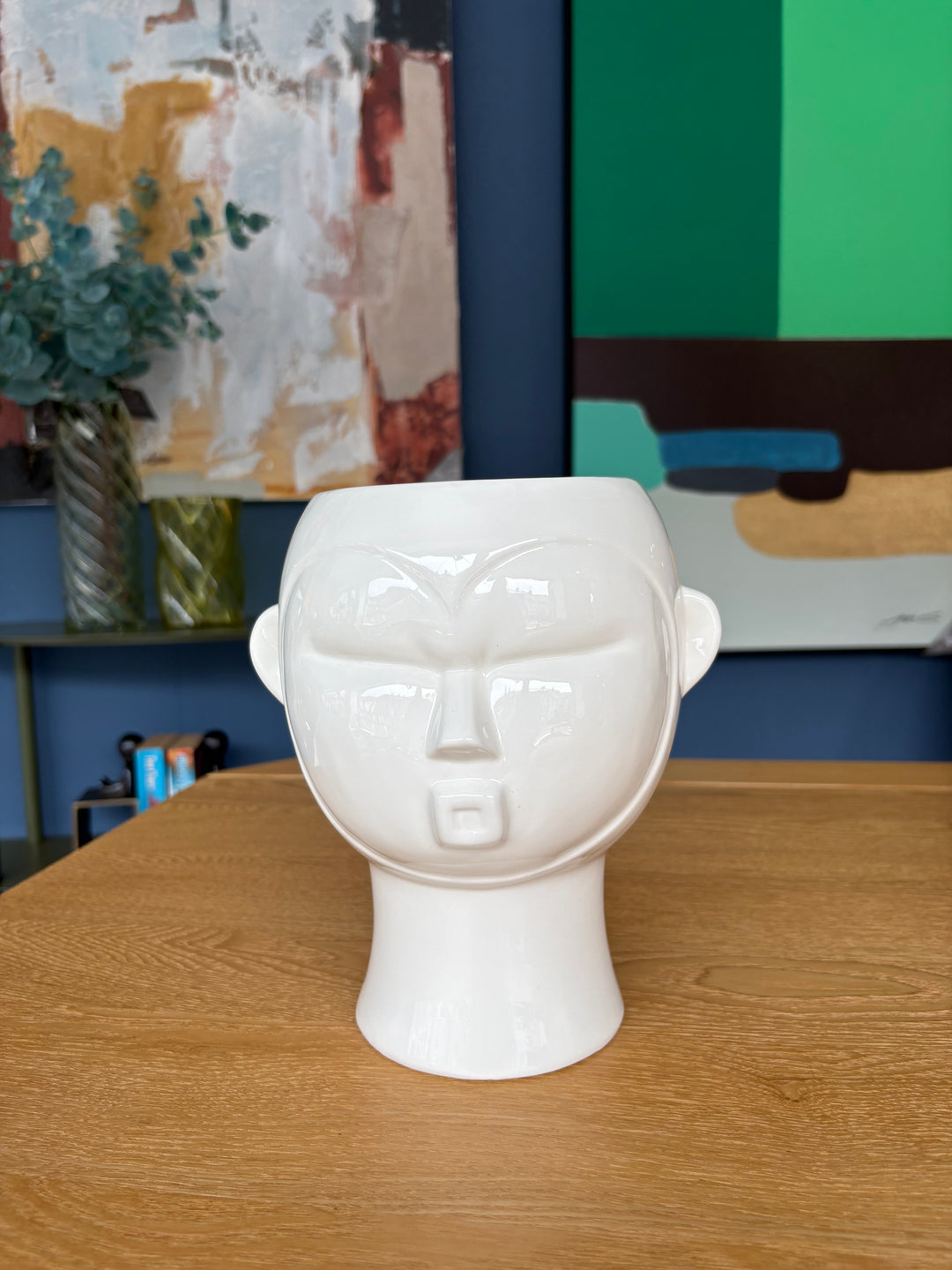 SALE White Mask Vases