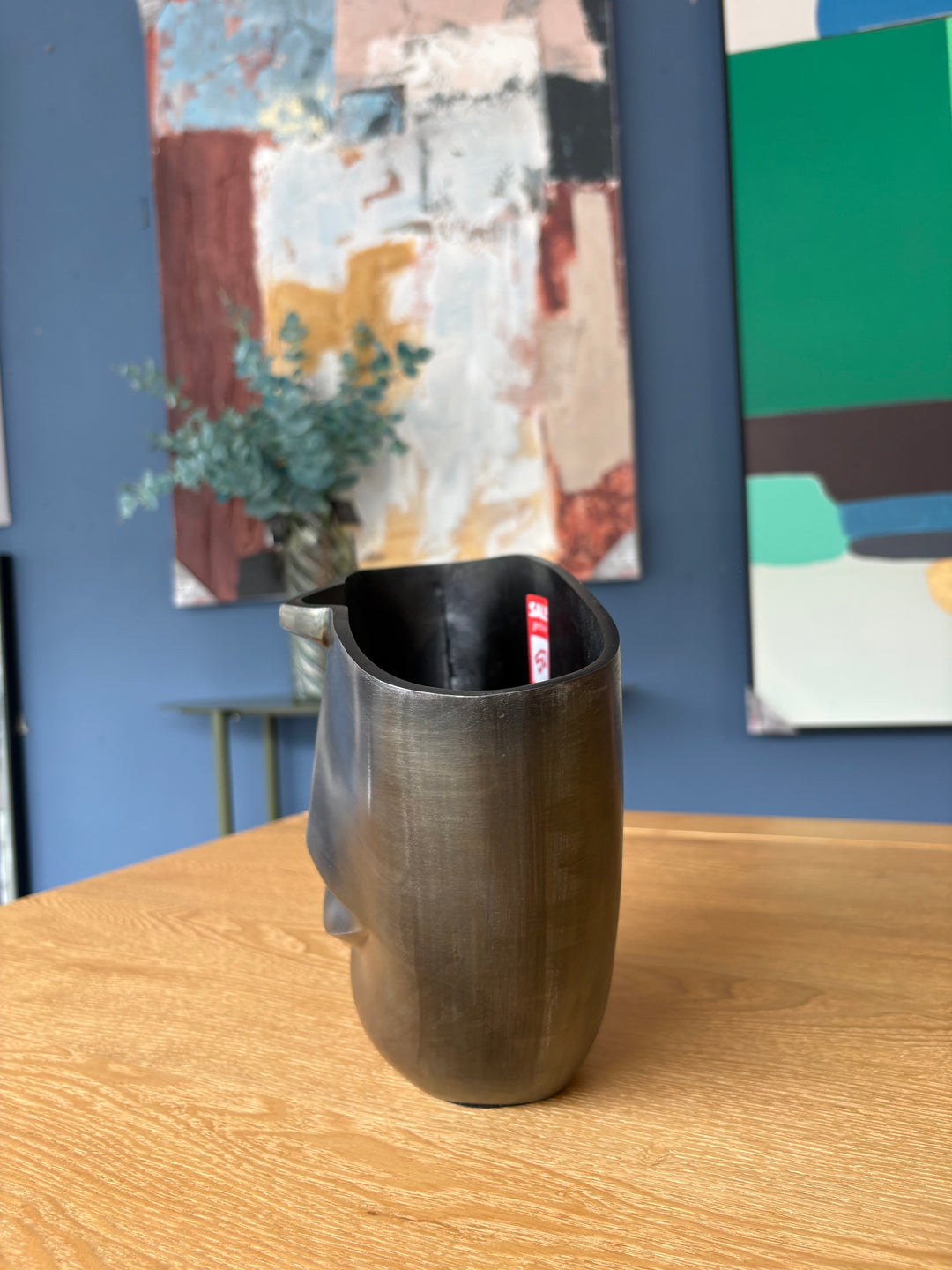SALE Half Face Metal Vase