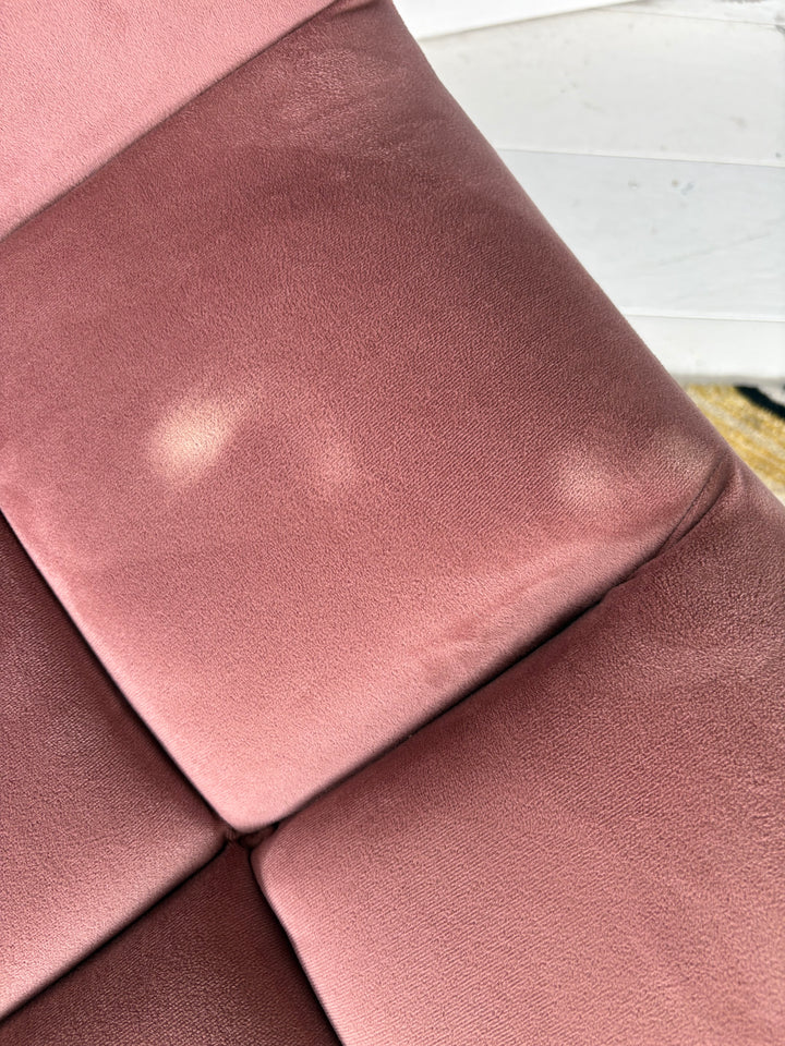 Sale Ex Display Pink Velvet Swivel Lounge Chair &amp; Hocker